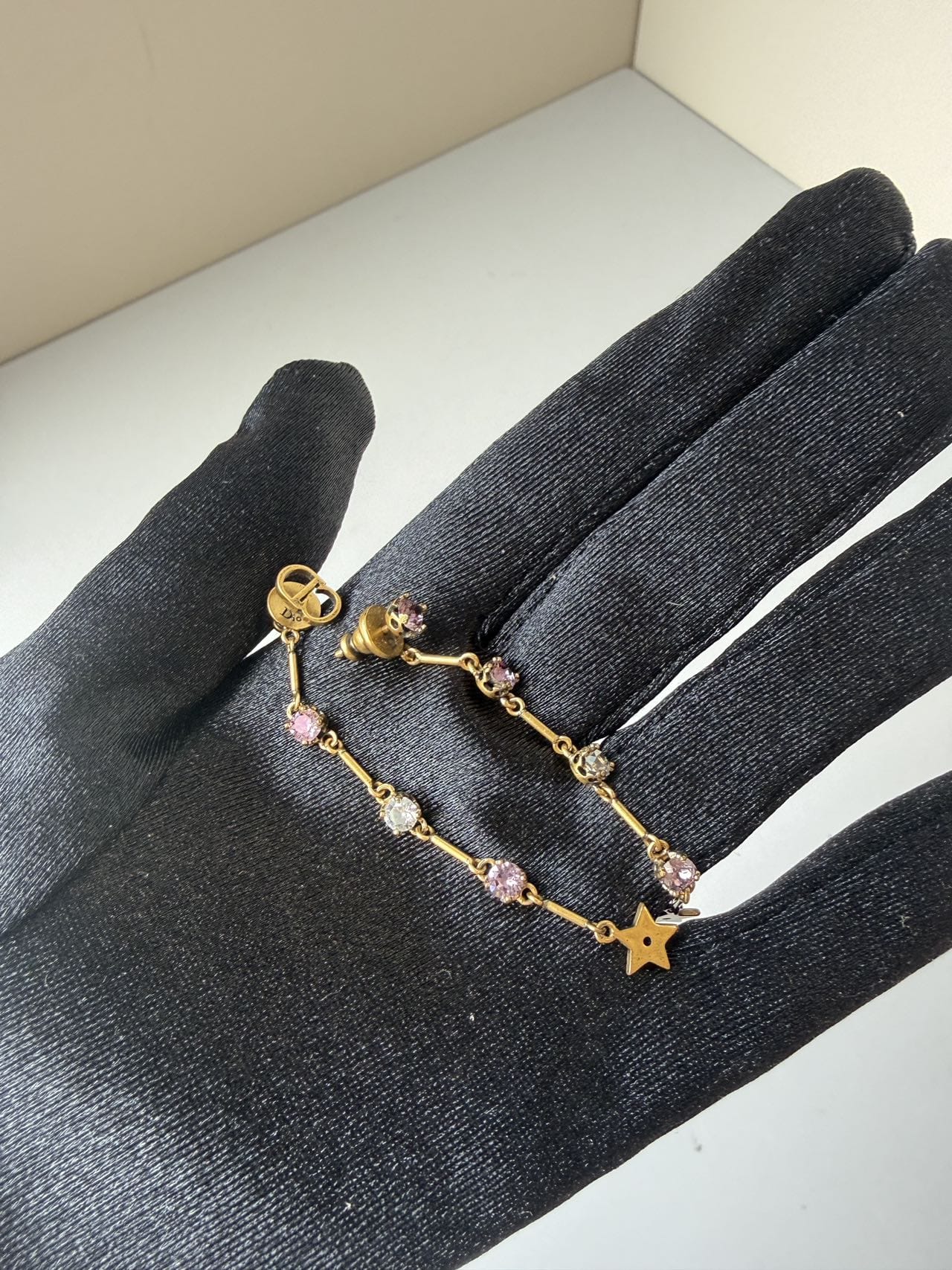 Iconn Boutique Dior Vintage Star Drop Crystal Earrings in Gold-Tone Metal