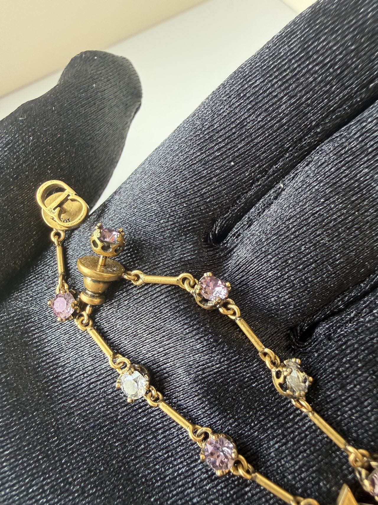 Iconn Boutique Dior Vintage Star Drop Crystal Earrings in Gold-Tone Metal