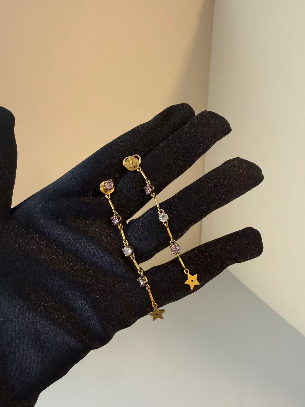 Iconn Boutique Dior Vintage Star Drop Crystal Earrings in Gold-Tone Metal