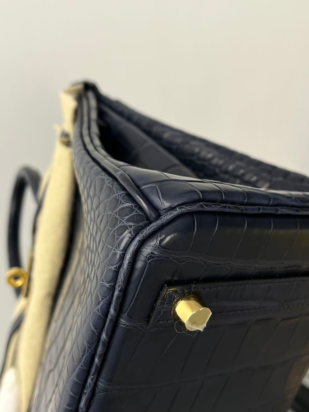 Iconn Boutique Hermès Birkin 25 Alligator Mississippiensis Matte in Bleu Indigo with Palladium Hardware
