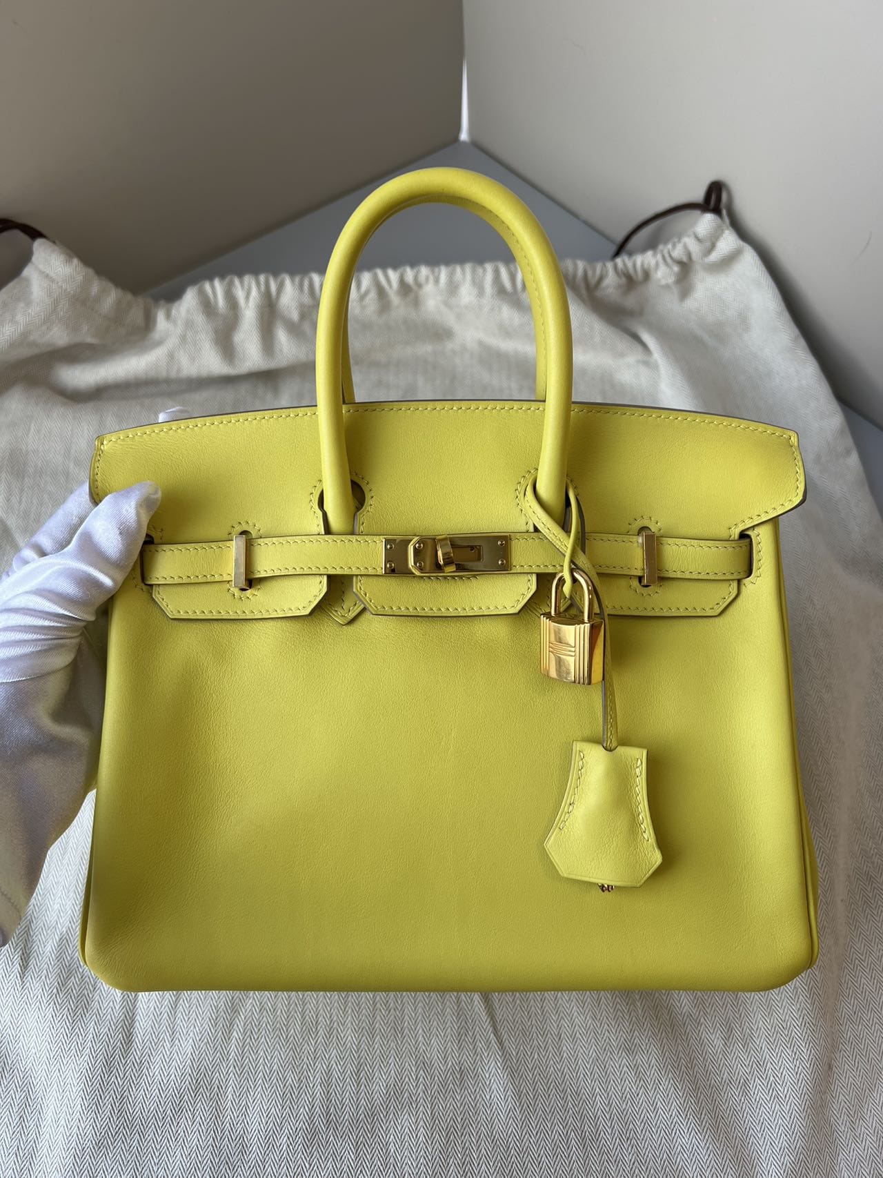 Iconn Boutique Hermès Birkin 25 Lime Togo Leather Gold Hardware - Stamp Y