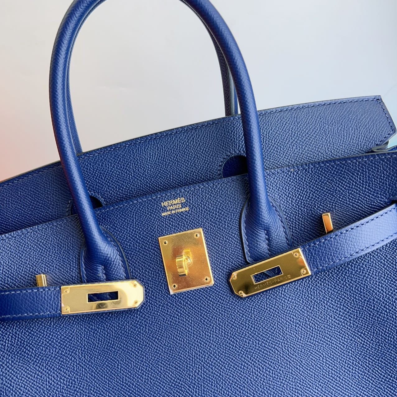 Iconn Boutique Hermès Birkin 30 Blue Sapphire Epsom Leather Gold Hardware - Stamp X