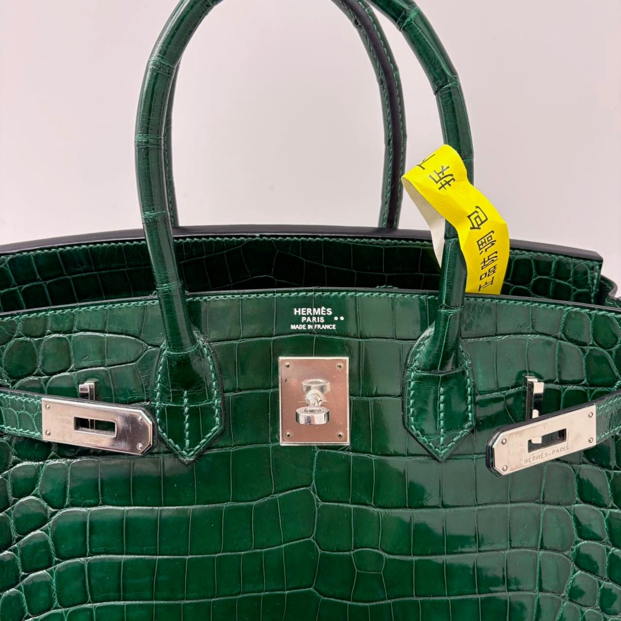 Iconn Boutique Hermes Birkin 30 Shiny Niloticus Crocodile Emerald Green PHW -Stamp Square Q