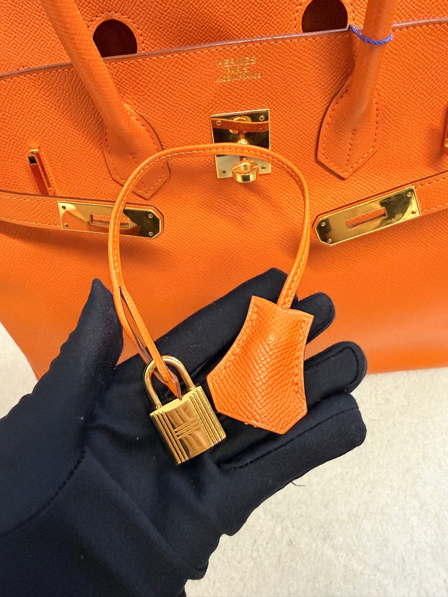 Iconn Boutique Hermès Birkin 35 Orange Epsom Leather Palladium Hardware Q Stamp