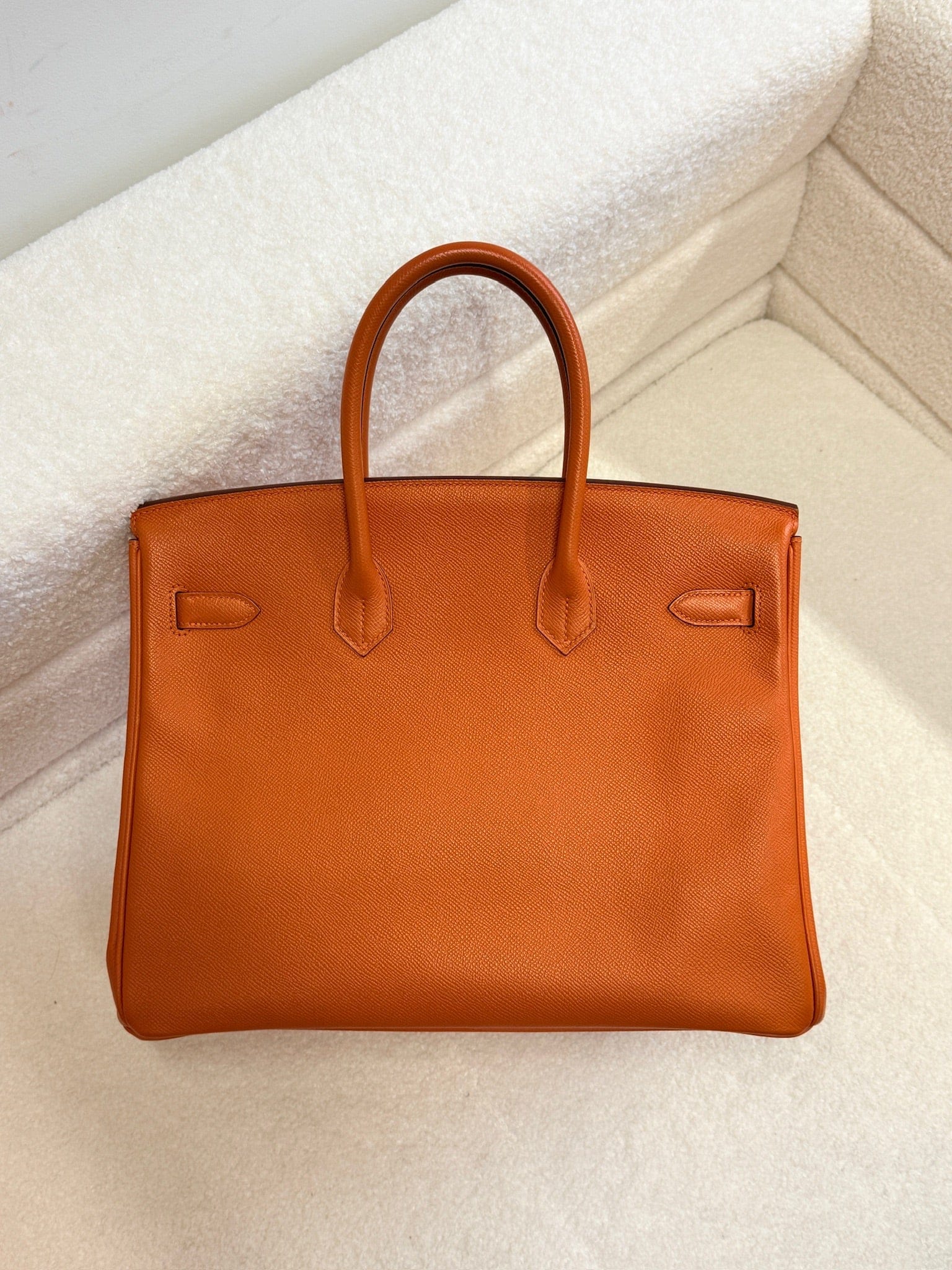 Iconn Boutique Hermès Birkin 35 Orange Epsom Leather Palladium Hardware Q Stamp