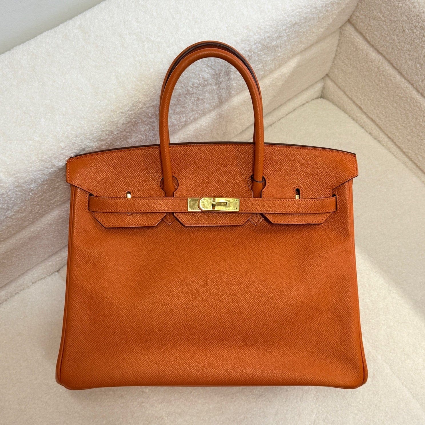 Iconn Boutique Hermès Birkin 35 Orange Epsom Leather Palladium Hardware Q Stamp