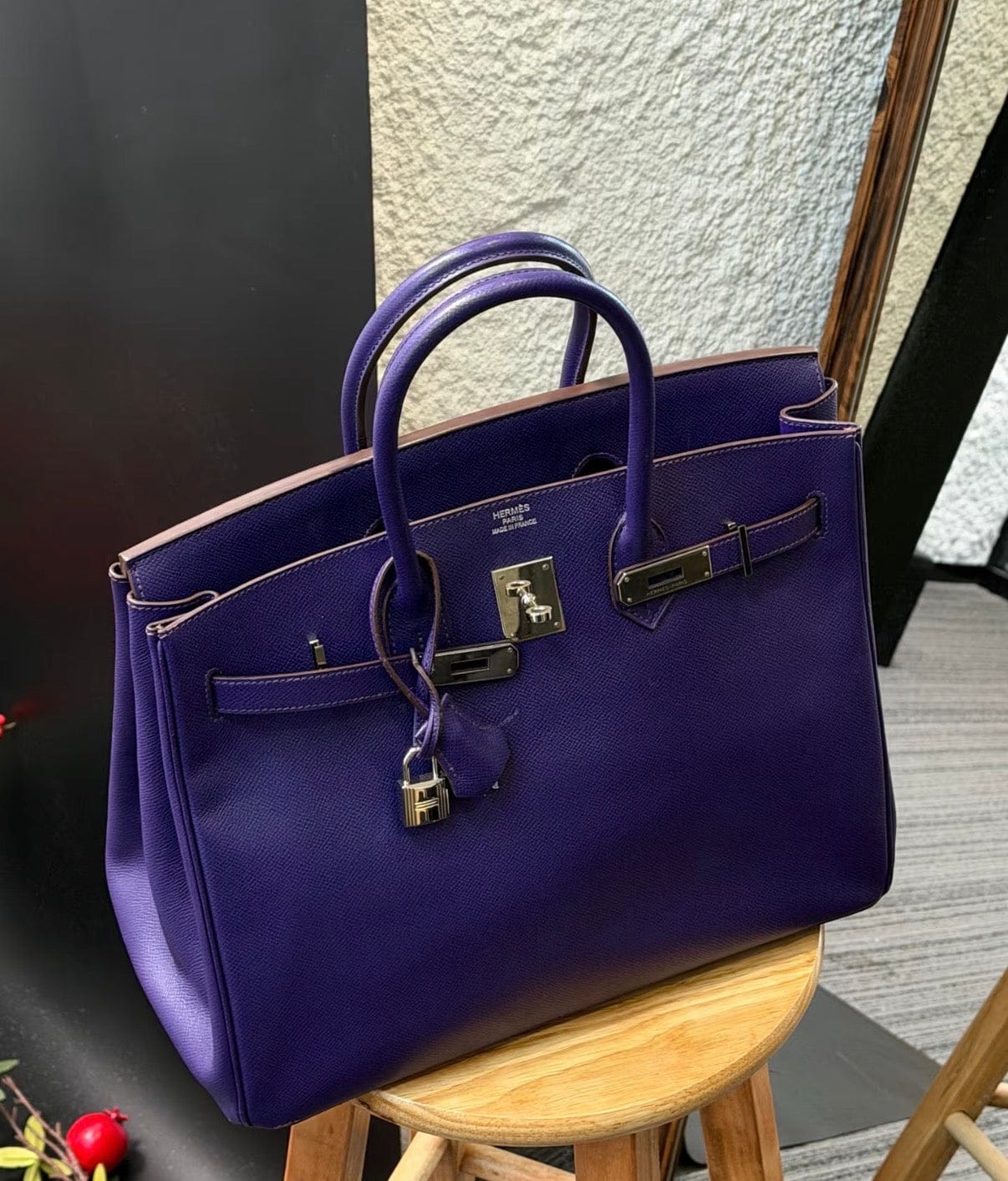 Iconn Boutique Hermès Birkin 35 Purple Epsom Leather Palladium Hardware -Stamp Square P
