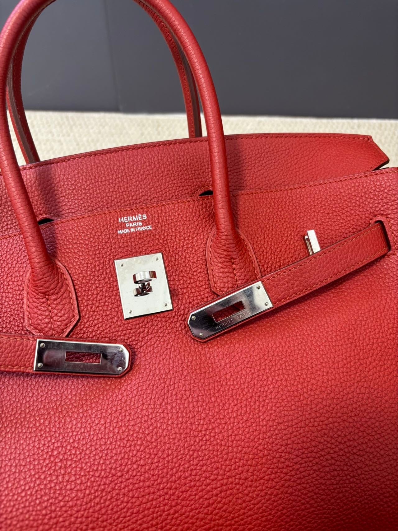 Iconn Boutique Hermès Birkin 35 Rouge Tomate Togo Leather Palladium Hardware Q Stamp
