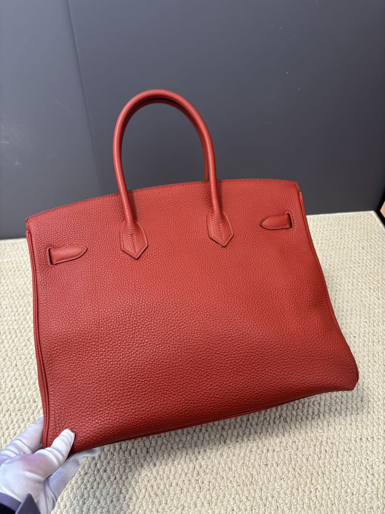 Iconn Boutique Hermès Birkin 35 Rouge Tomate Togo Leather Palladium Hardware Q Stamp