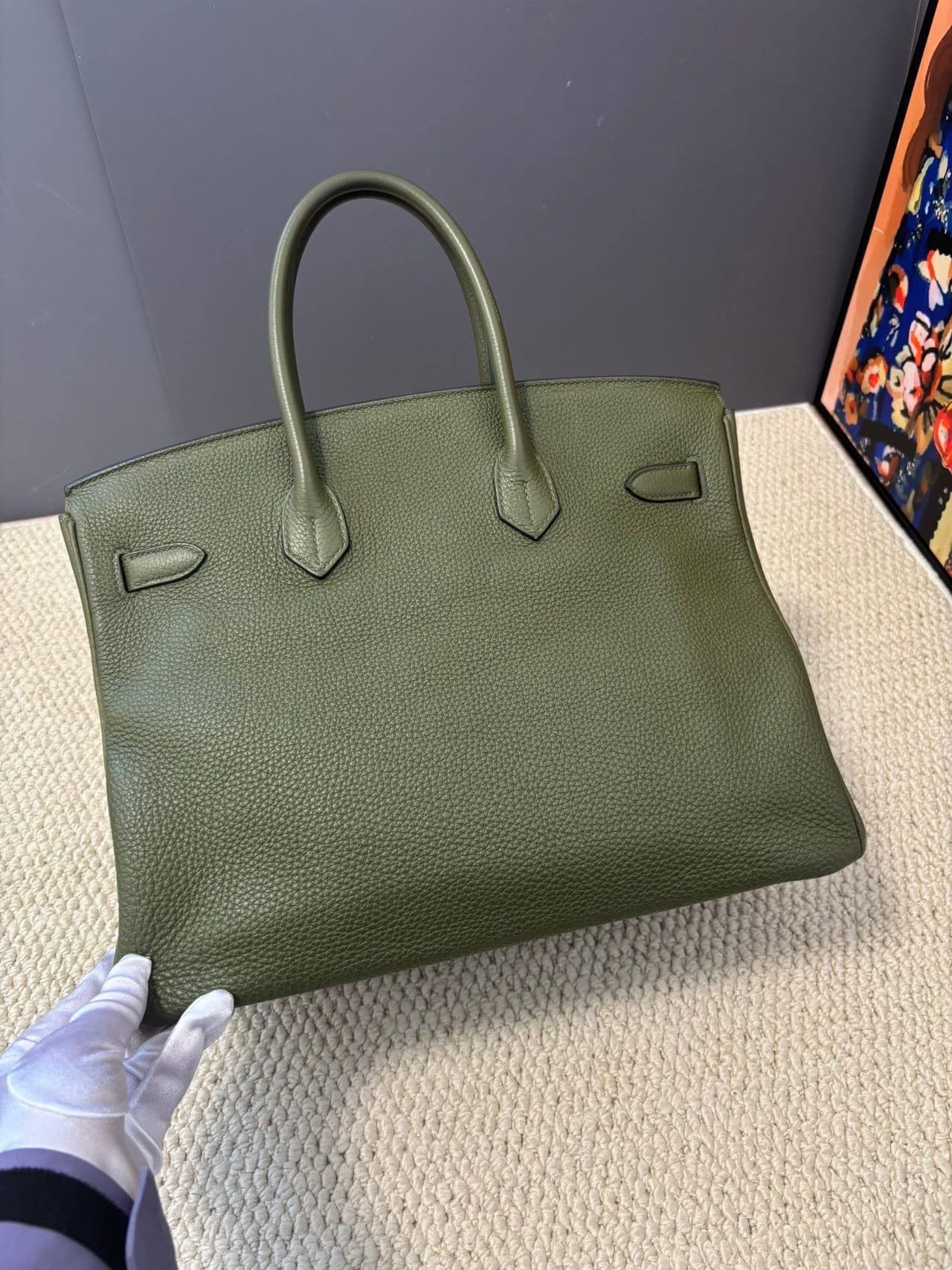 Iconn Boutique Hermès Birkin 35 Vert Olive Togo Leather Gold Hardware Q Stamp