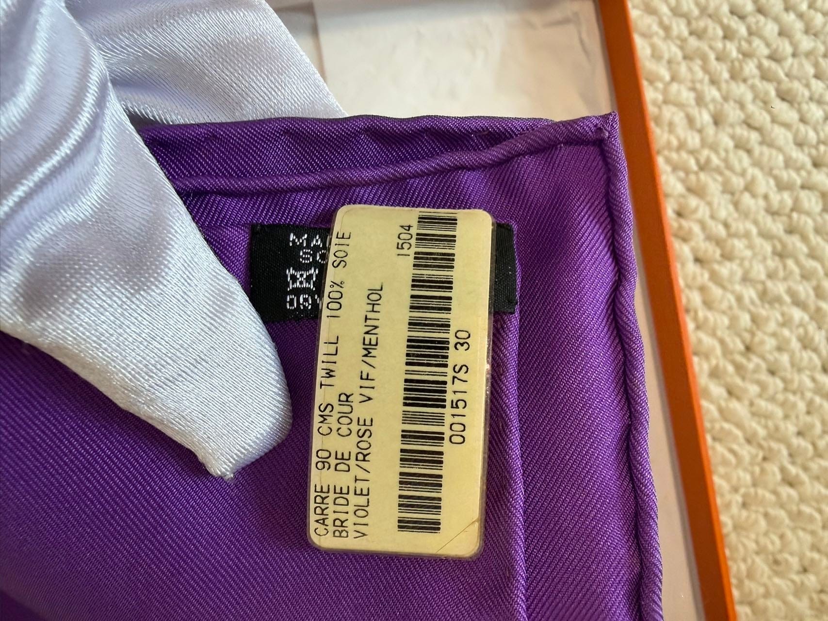 Iconn Boutique Hermes Bride de Cour Twill Silk Scarf 90cm - Violet