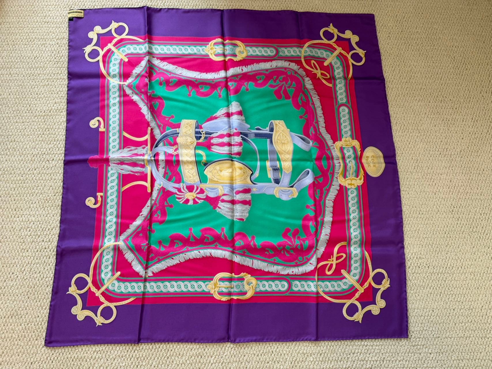 Iconn Boutique Hermes Bride de Cour Twill Silk Scarf 90cm - Violet