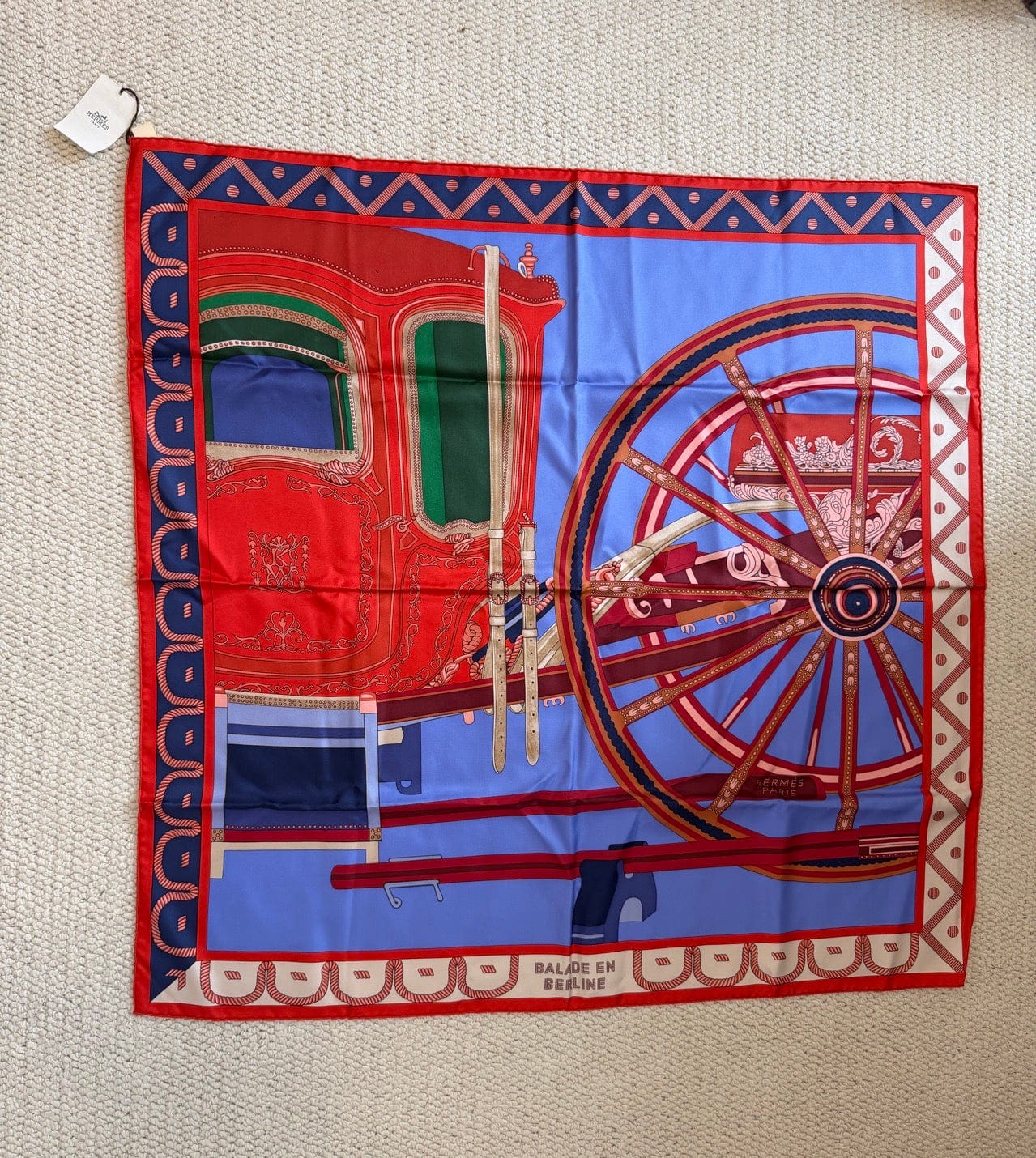 Iconn Boutique Hermes  Carre Twill Silk Scarf BALADE EN BERLINE 90cm