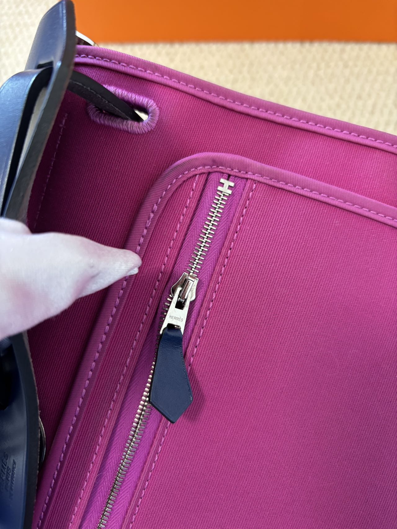 Iconn Boutique Hermès Herbag 31 | C Stamp—Gem Blue x Fuchsia Canvas