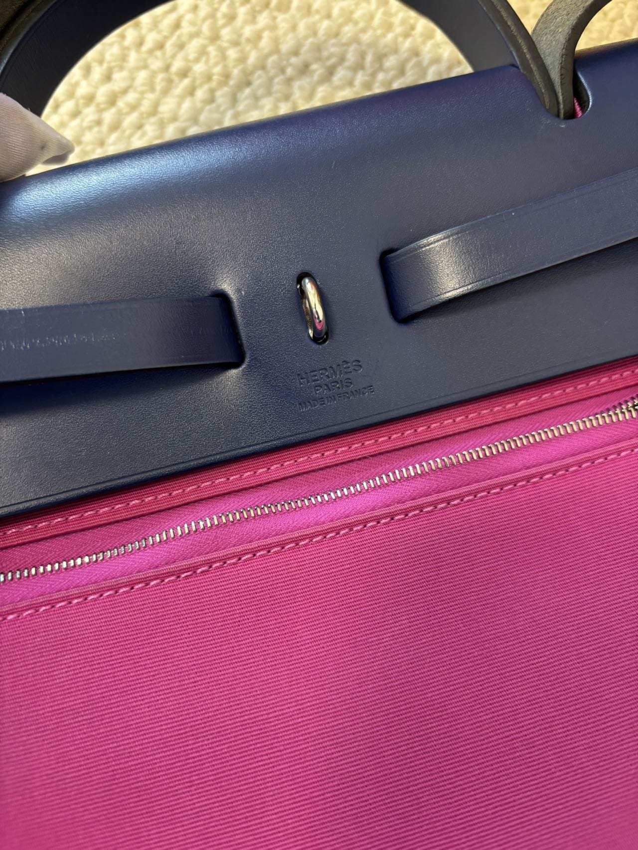 Iconn Boutique Hermès Herbag 31 | C Stamp—Gem Blue x Fuchsia Canvas