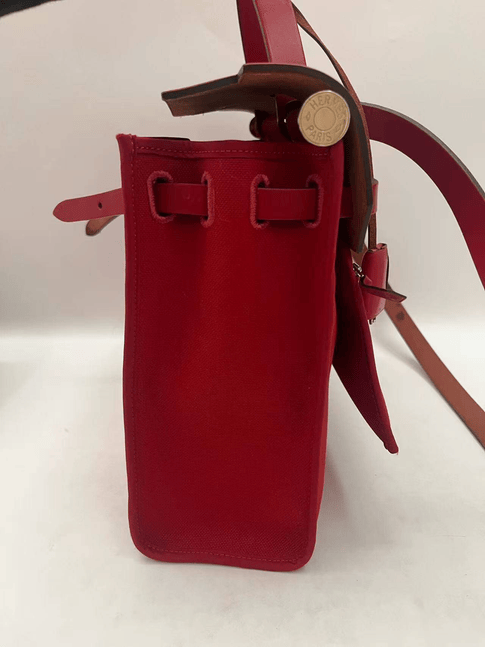 Iconn Boutique Hermes Herbag 31 Stamp D Red Canvas Leather