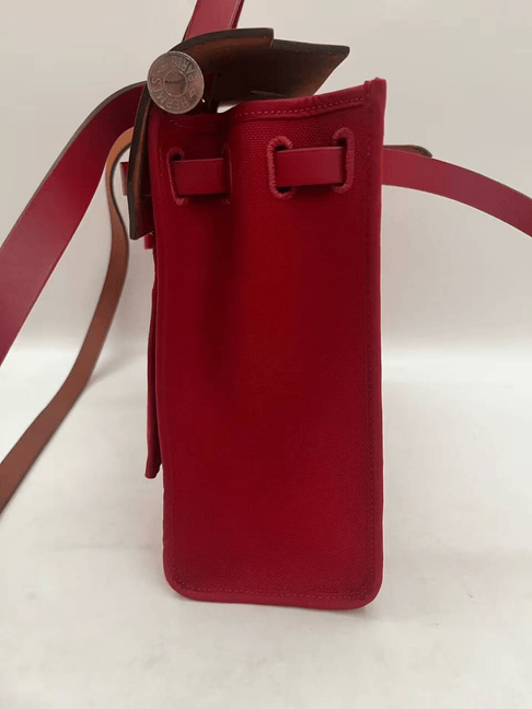 Iconn Boutique Hermes Herbag 31 Stamp D Red Canvas Leather
