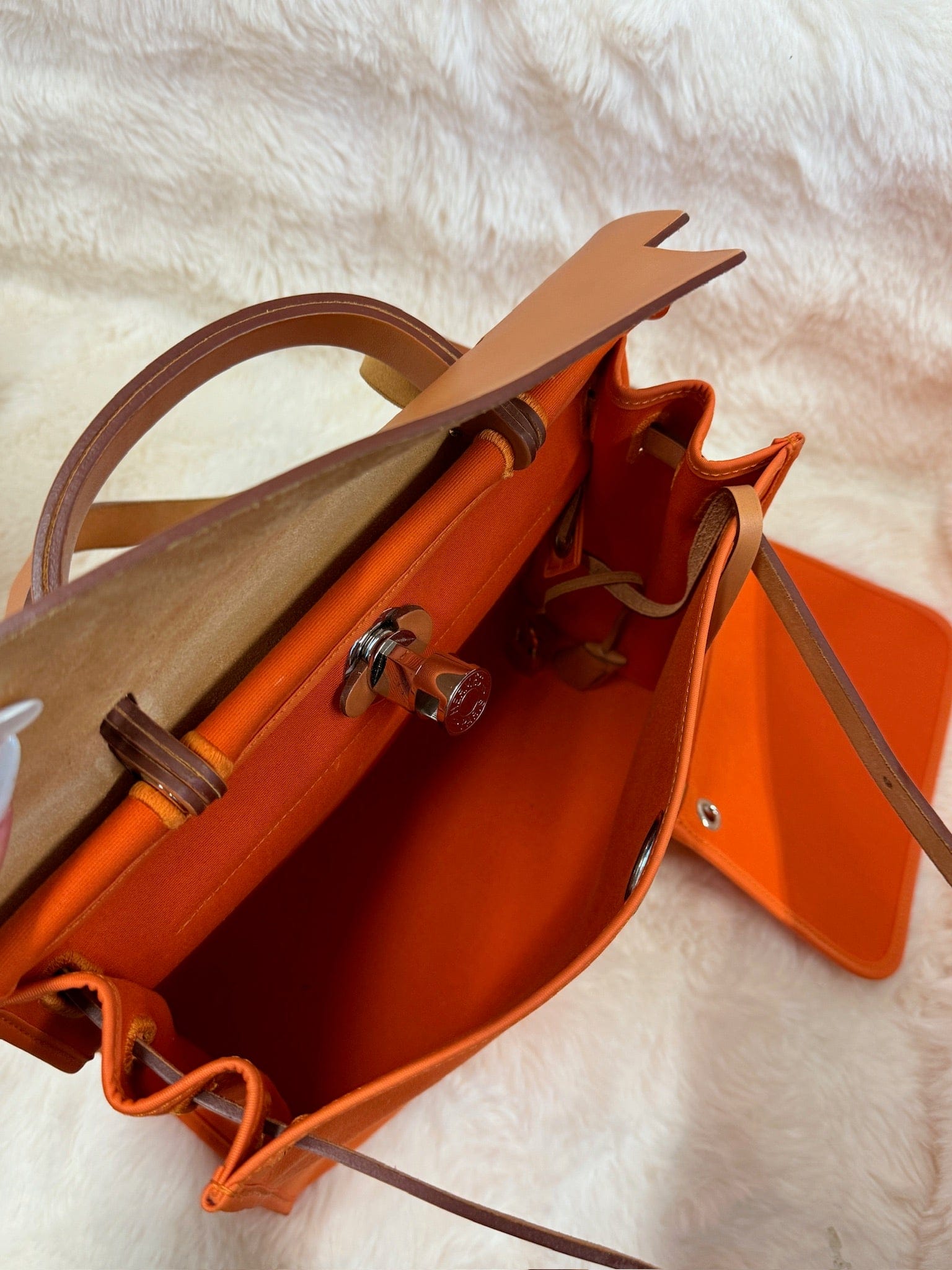 Iconn Boutique Hermès Herbag – Orange Canvas & Leather