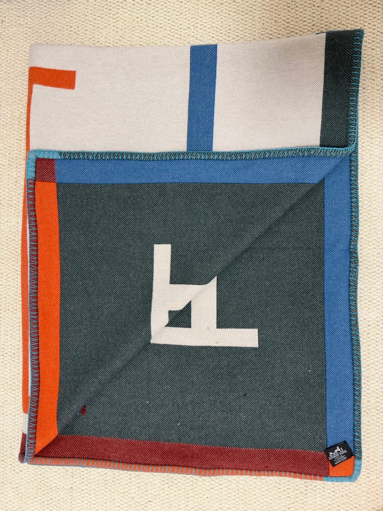 Iconn Boutique Hermes HI blanket écru / cyprès