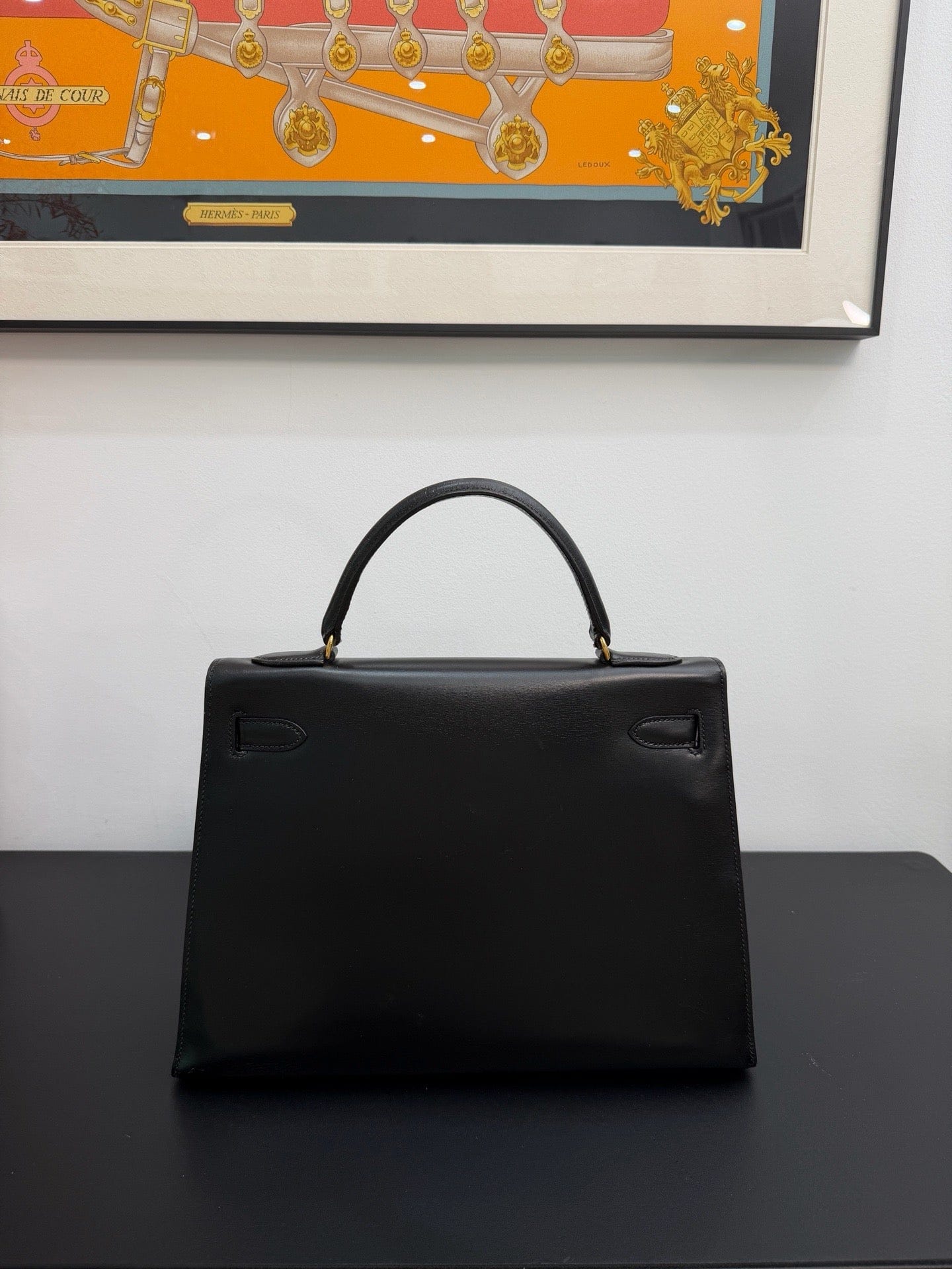 Iconn Boutique Hermès Kelly 32 Black Box Leather GHW -Stamp Circle Q