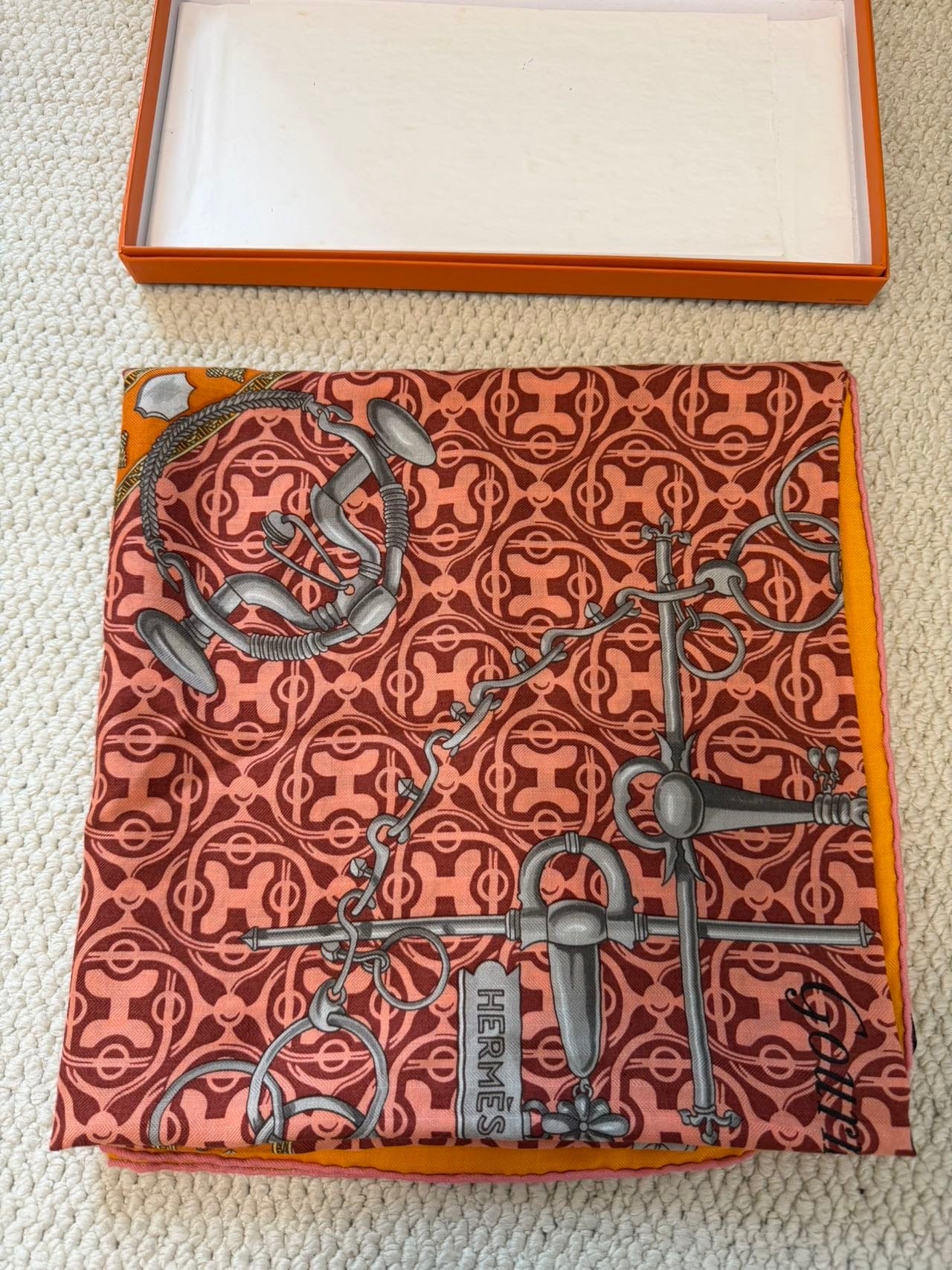 Iconn Boutique Hermes silk twill Mors et Gourmettes Remix 135cm