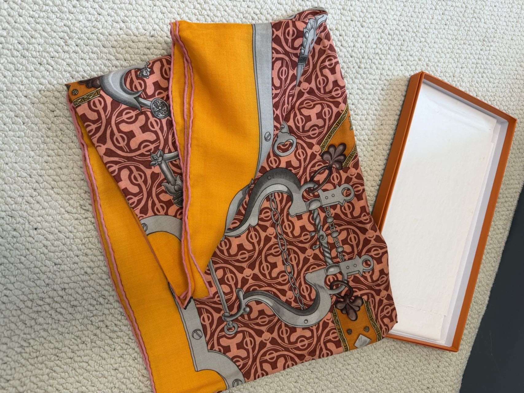 Iconn Boutique Hermes silk twill Mors et Gourmettes Remix 135cm