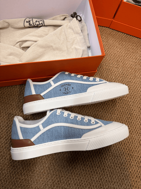 Iconn Boutique Hermès Sky Blue Color-Block Sneakers size 42