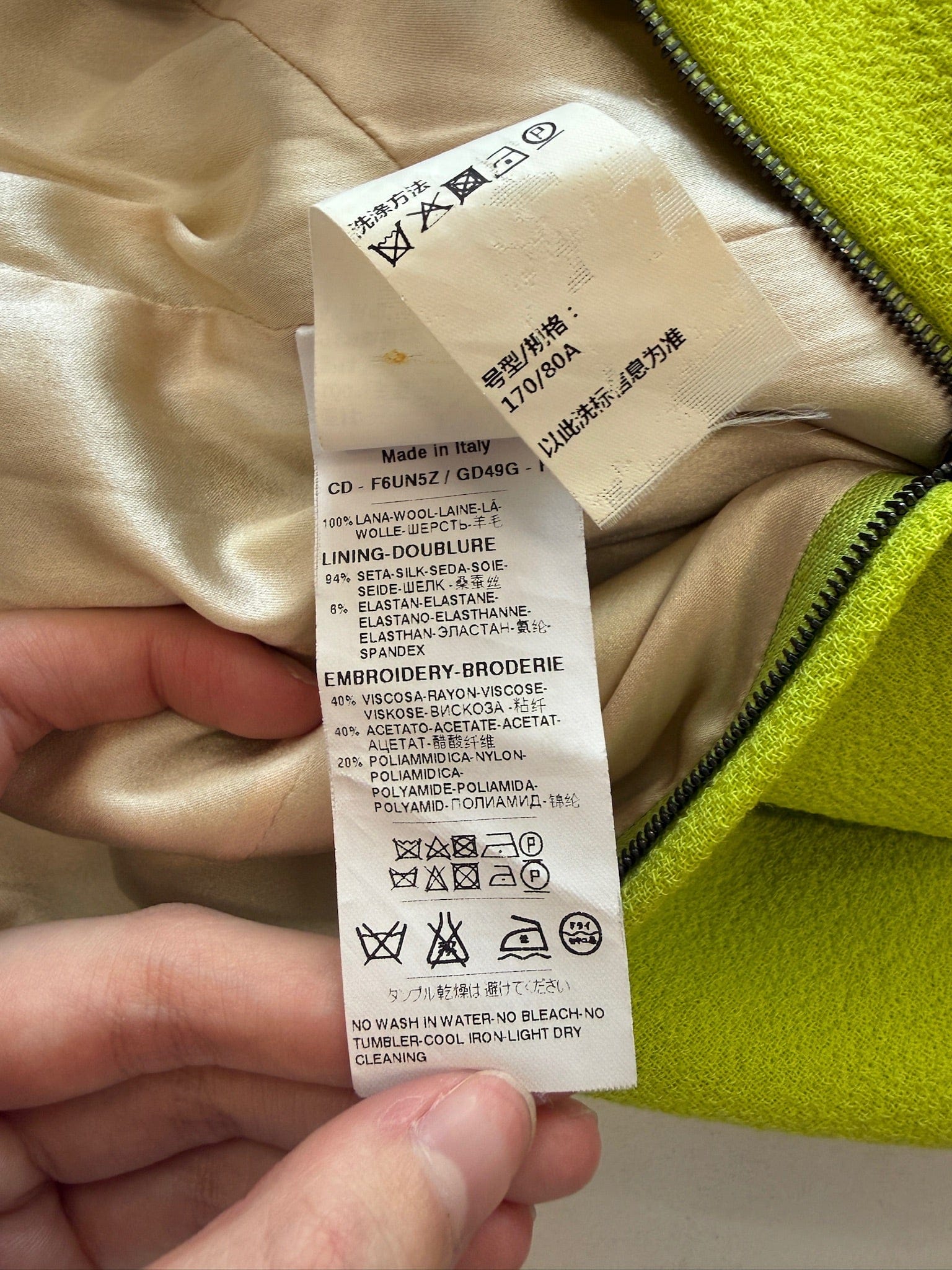 Iconn Boutique IT 38 FENDI Lime Green Wool dress