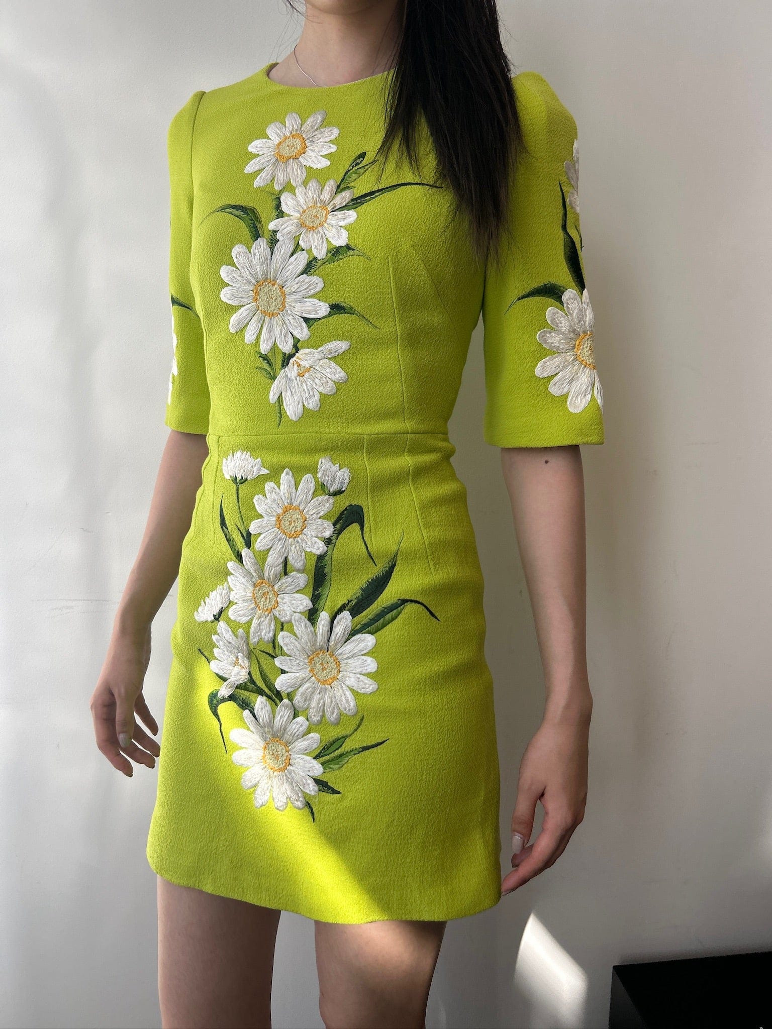 Iconn Boutique IT 38 FENDI Lime Green Wool dress