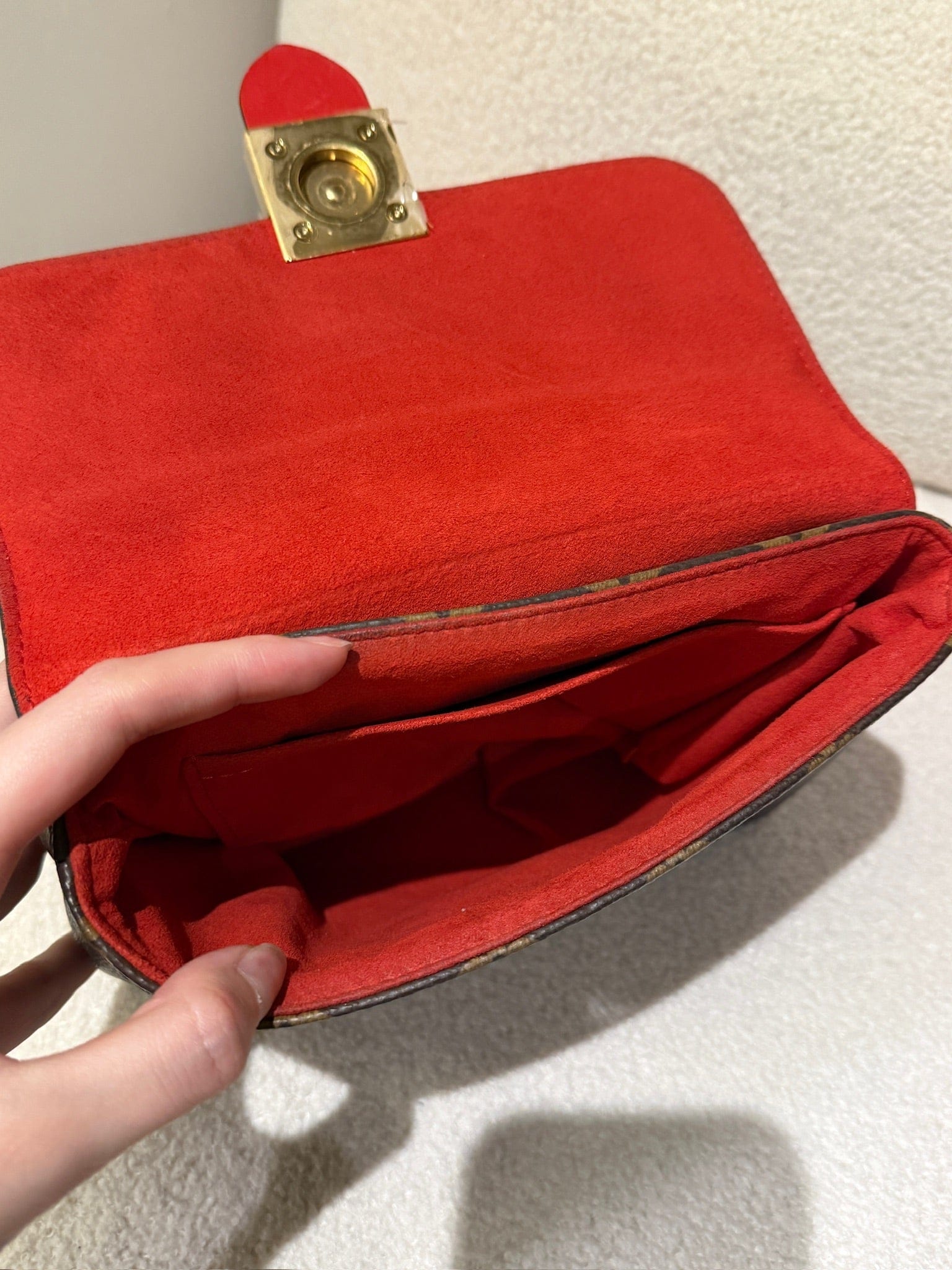 Iconn Boutique Louis Vuitton Locky BB | Monogram & Red Leather Mini Top Handle Bag