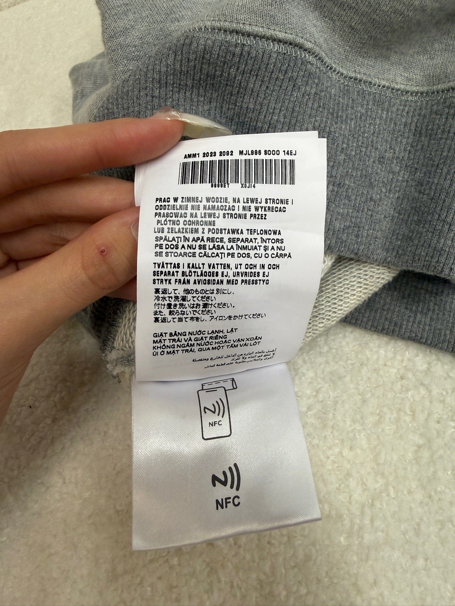 Iconn Boutique Miu Miu Grey Logo Tape Polo Shirt - Cotton Jersey Long Sleeve Top with Contrast Trim