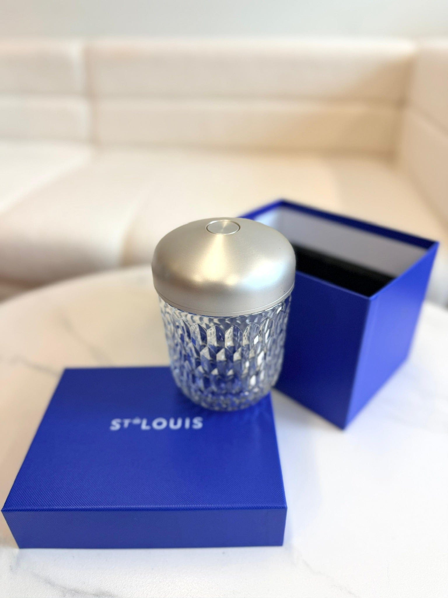 Iconn Boutique Saint-Louis Crystal Tumbler - Silver Rim