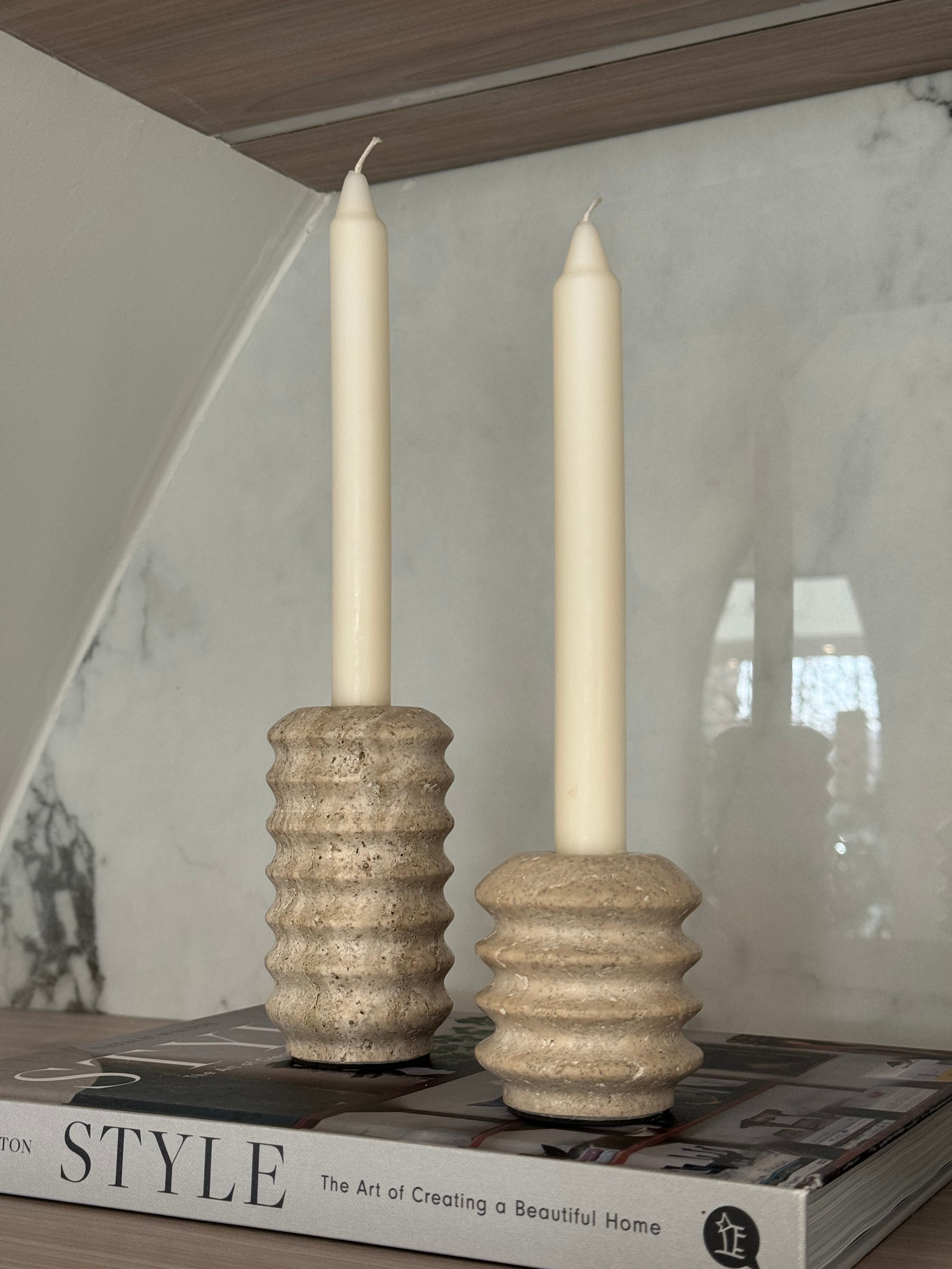 Candle Holder Set of 2- Travertine ASC5534