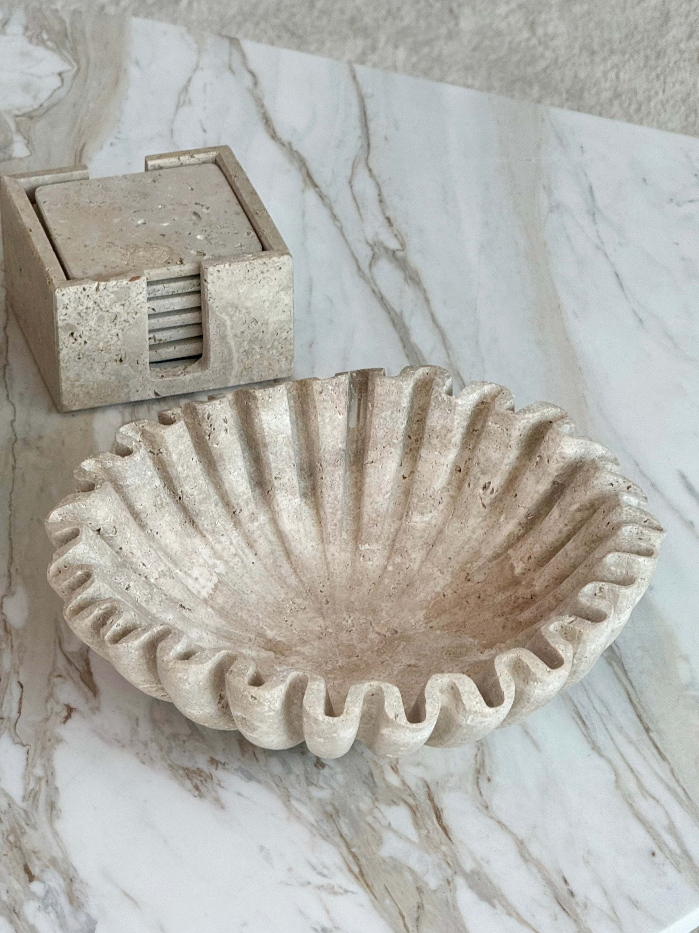 Ruffle Bowl 10 Inches- Travertine ASC5535