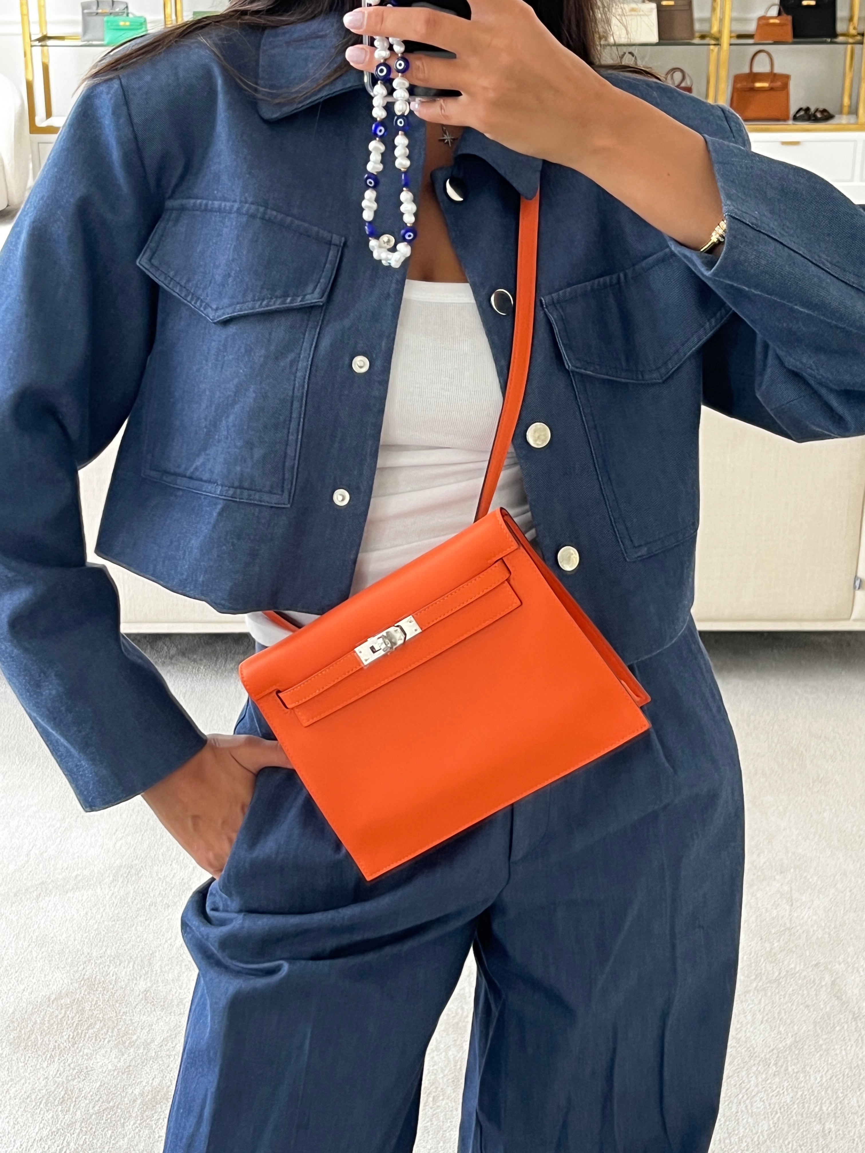 HERMÈS KELLY DANSE ORANGE Swift Leather with Palladium Hardware