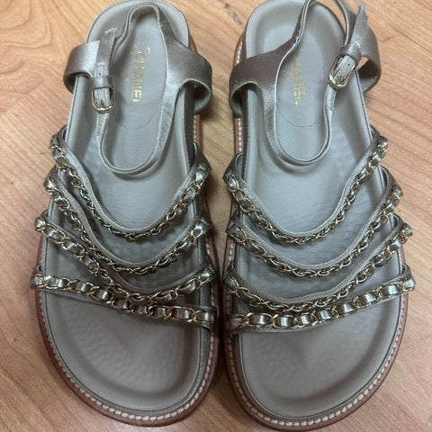 120A. Chanel Chain Sandals - Size 37.5