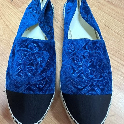 122A. Chanel Blue Velvet Espadrilles - Size 40