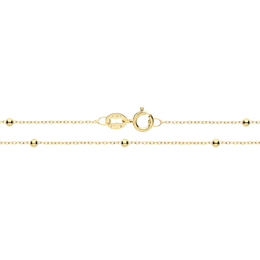 9ct Gold Trace & Bead Chain bracelet