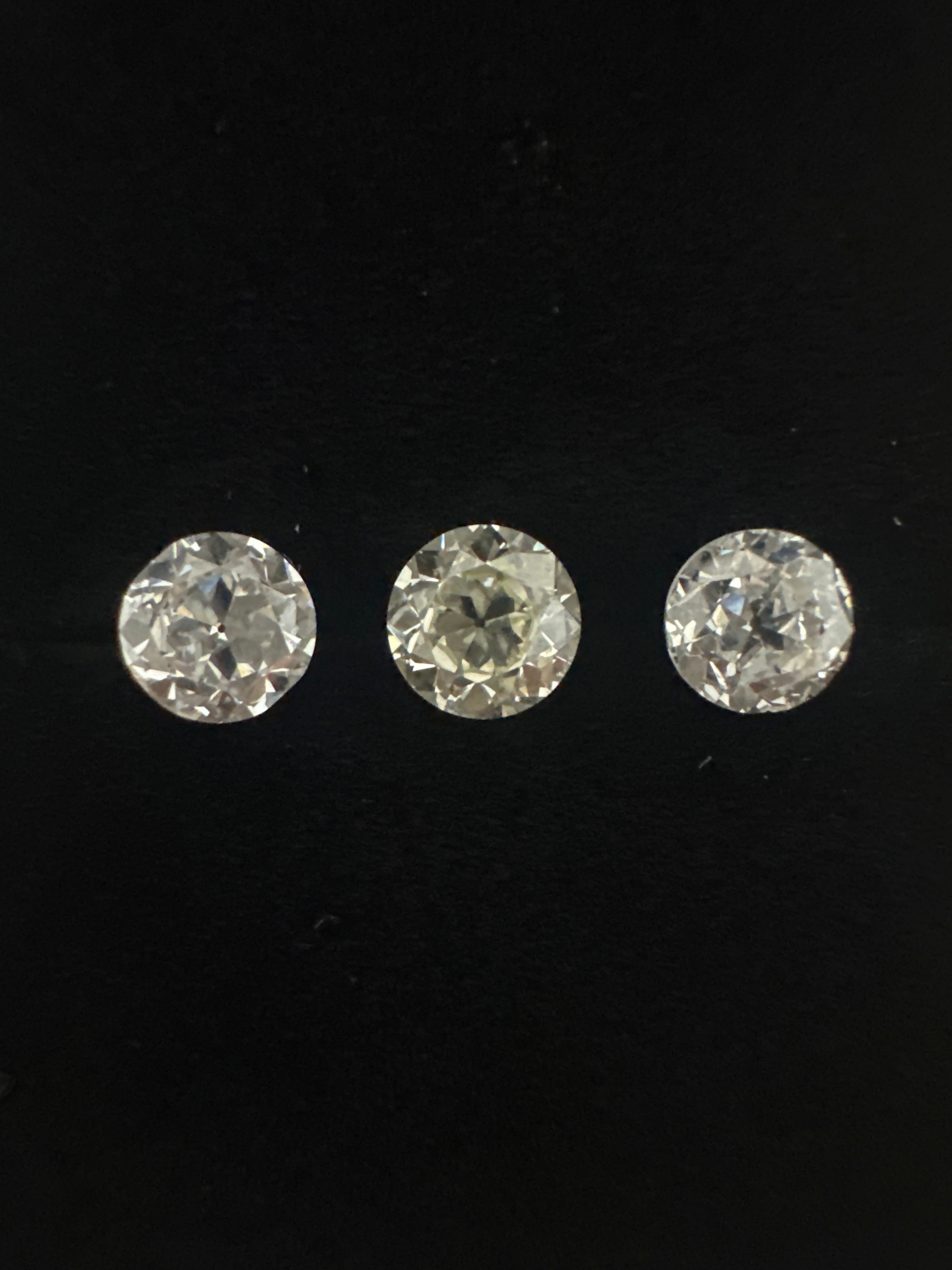 2.95CT OLD EUROPEAN CUT WHITE+FANCY YELLOW MIDDLE DIAMONDS FOR RING ANC1841