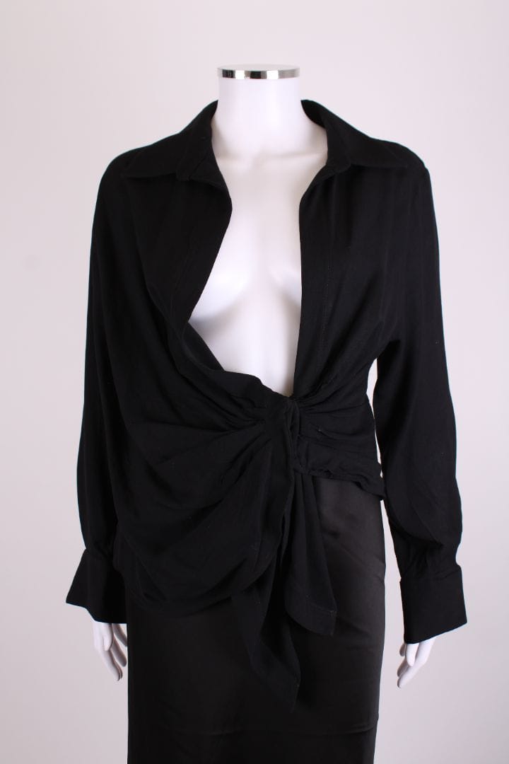 Jacquemus Jacquemus L/S Low V Neck Blouse Black 6