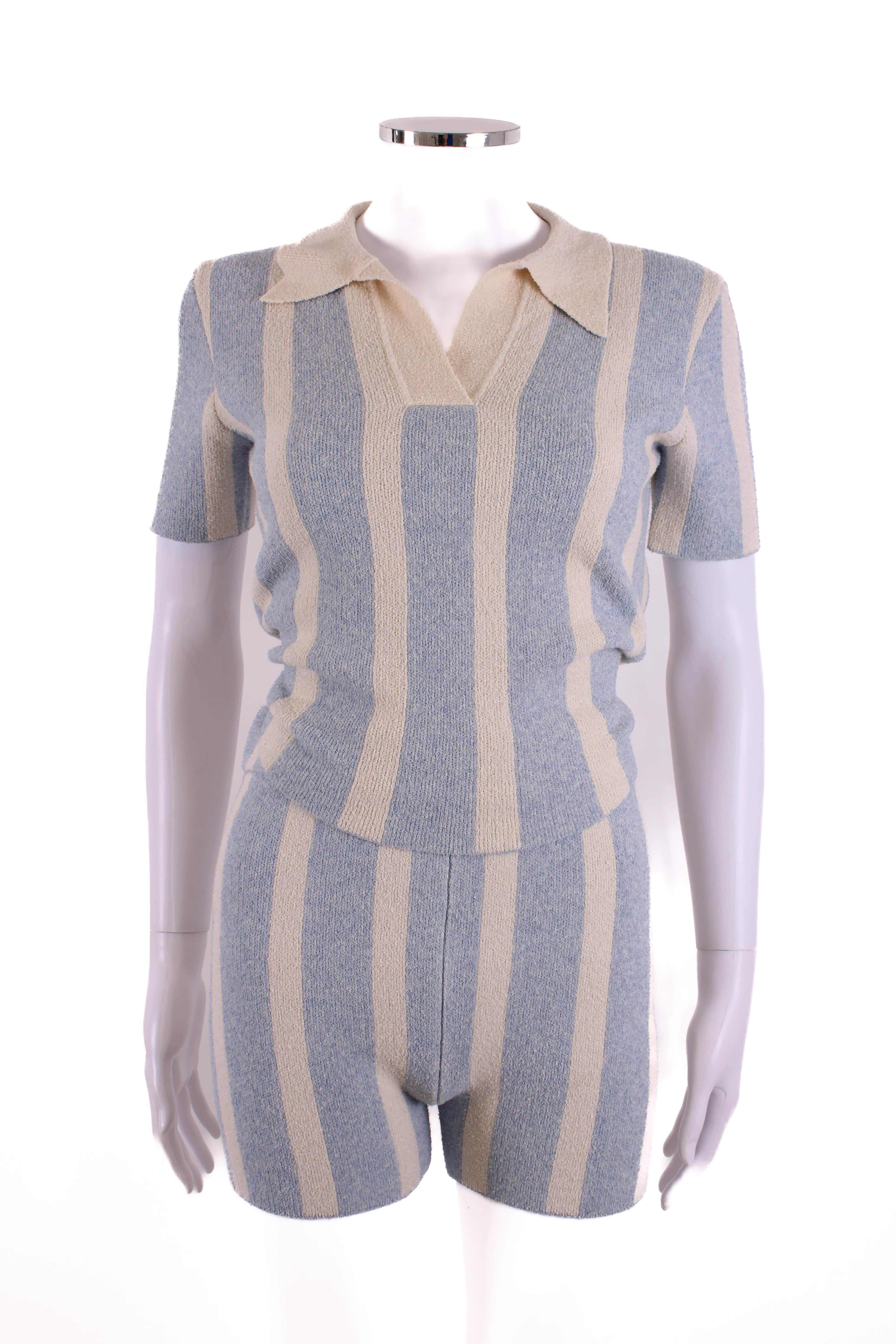 Jacquemus Jacquemus Stripe Towel Shorts Co-ord Blue/ Cream 8