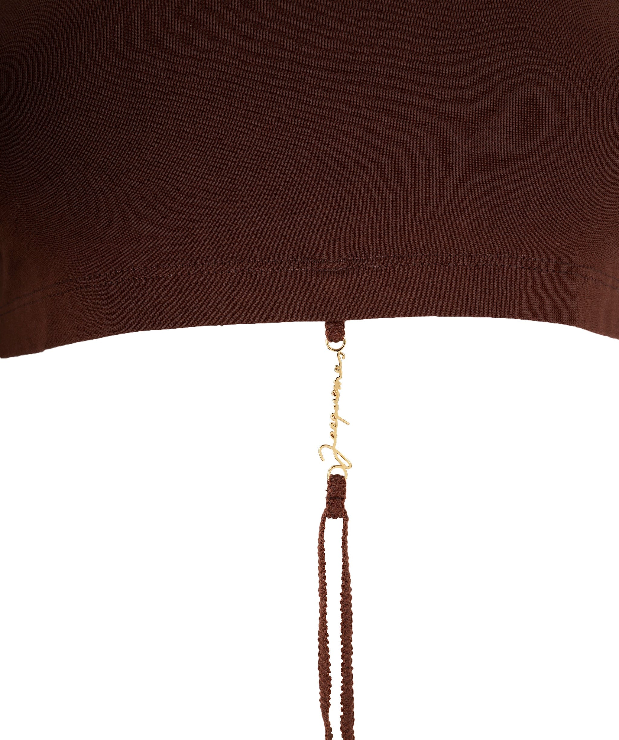 Jacquemus Jacquemus Brown Cotton Logo "Le T-Shirt" Long Sleeve Crop Top ALC1985