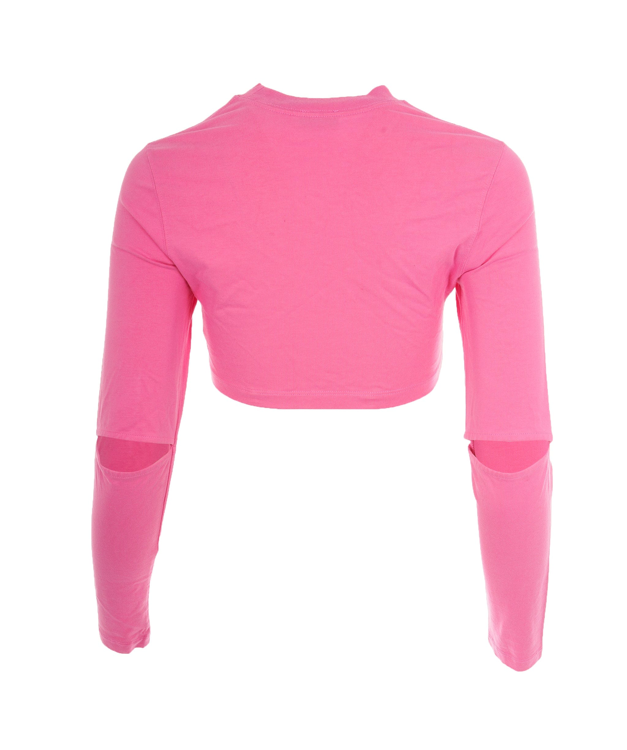 Jacquemus Jacquemus Pink Cotton Logo "Le T-Shirt" Long Sleeve Crop Top  ALC1986