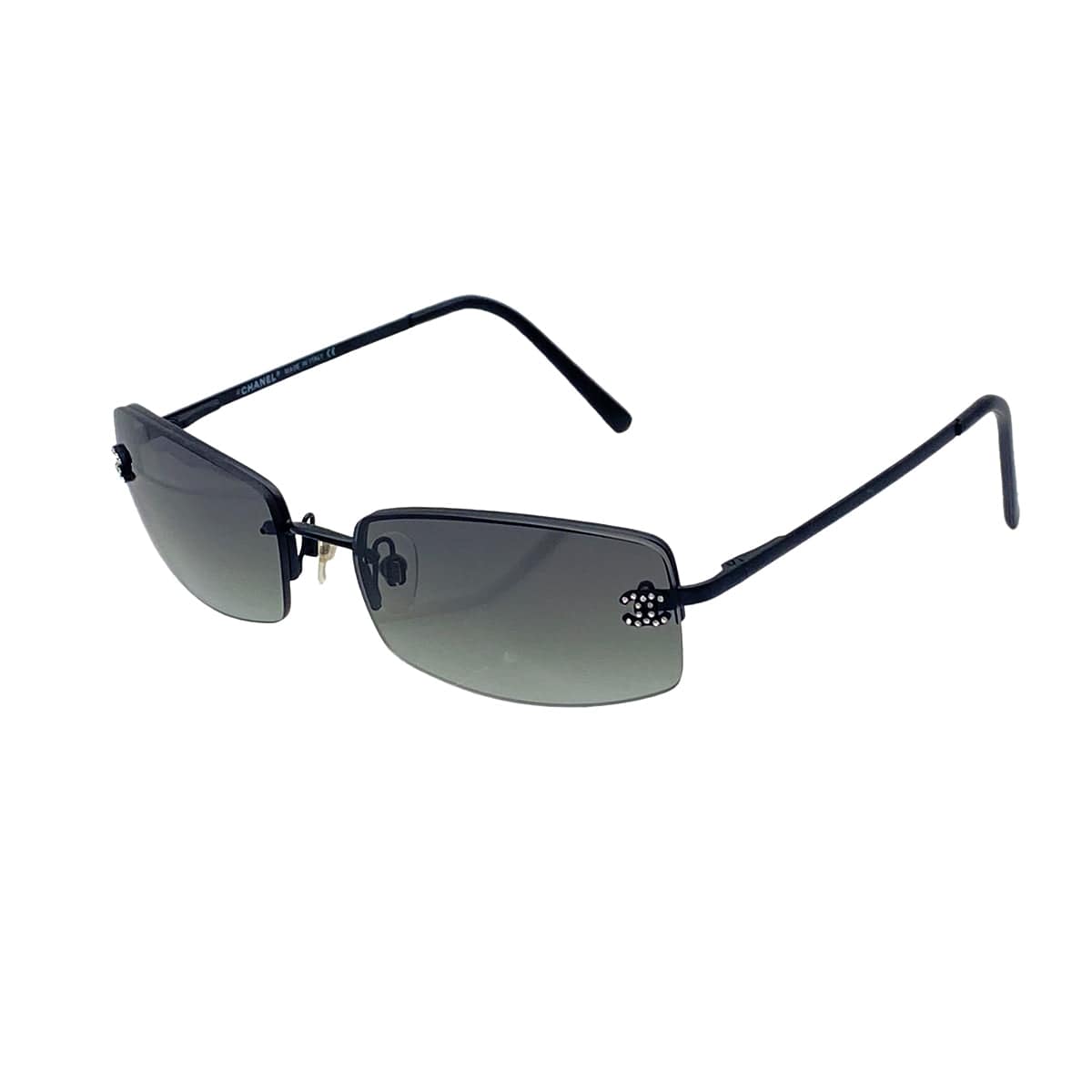 JAPAN VINTAGE CHANEL COCOMARK SUNGLASSES RHINESTONE BLACK EYEWEAR 90325290