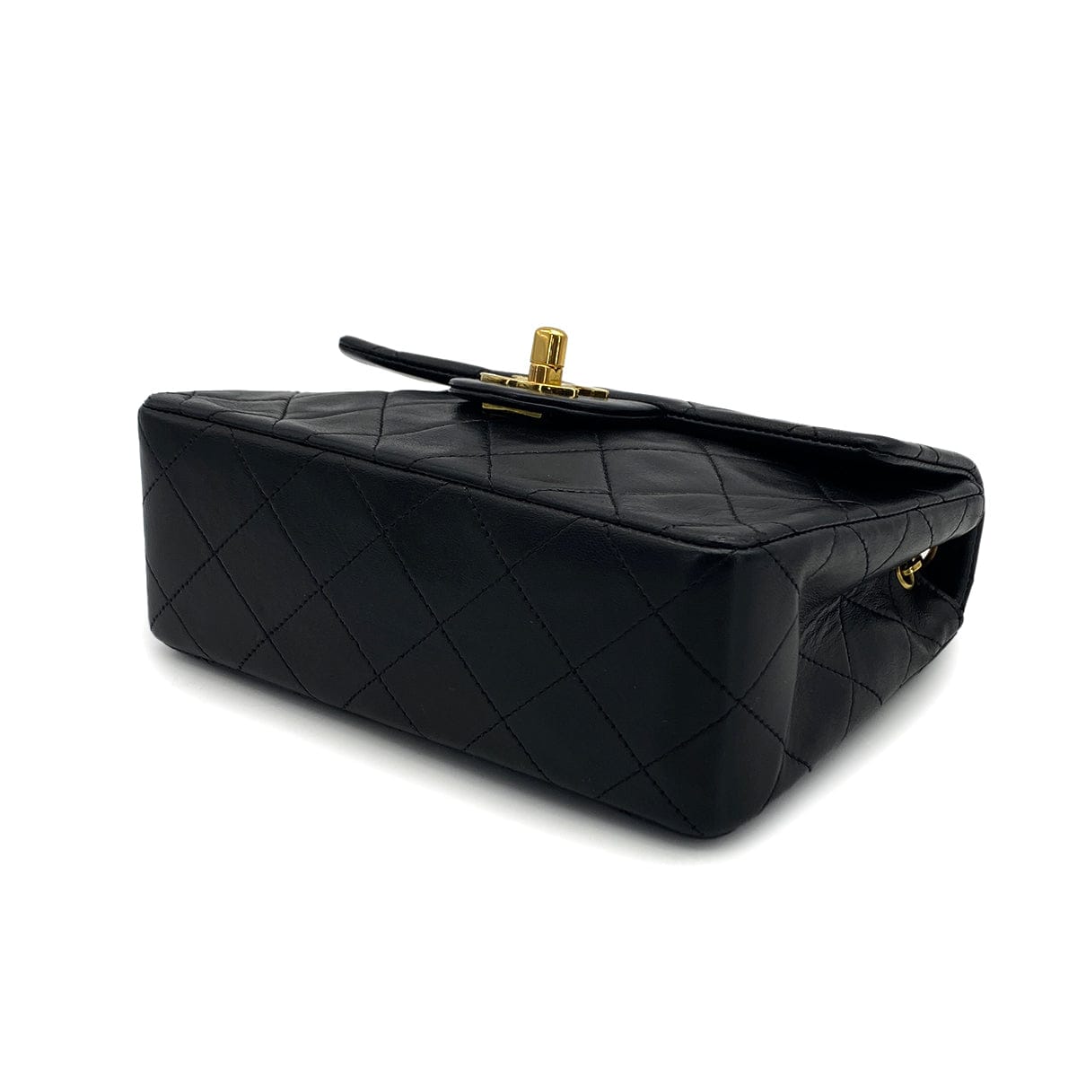 JAPAN VINTAGE CHANEL MINI SQUARE 17 CHAIN SHOULDER BAG BLACK LAMB SKIN 90324819