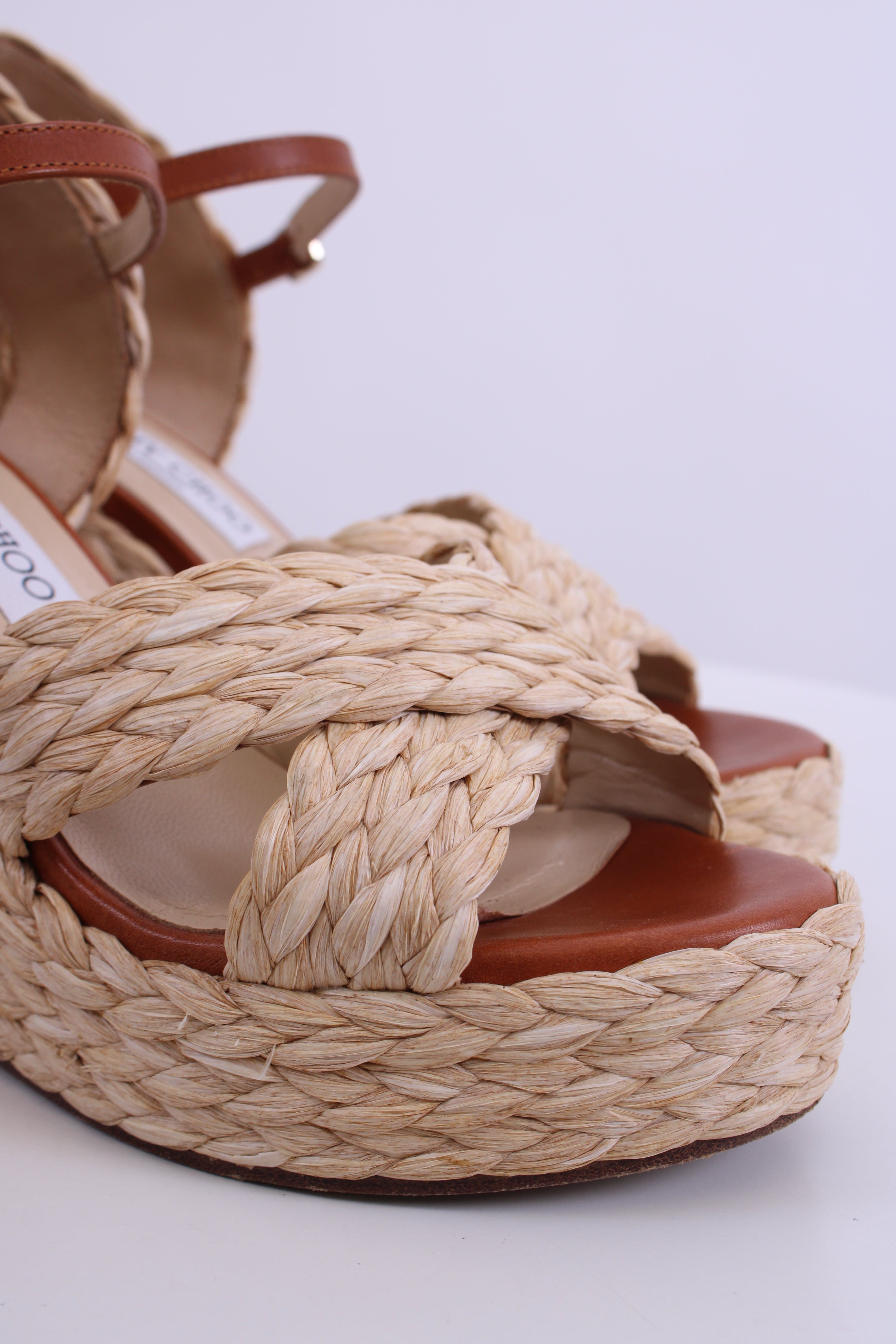 Jimmy Choo Jimmy Choo Rope Heel Wedges Tan 37.5