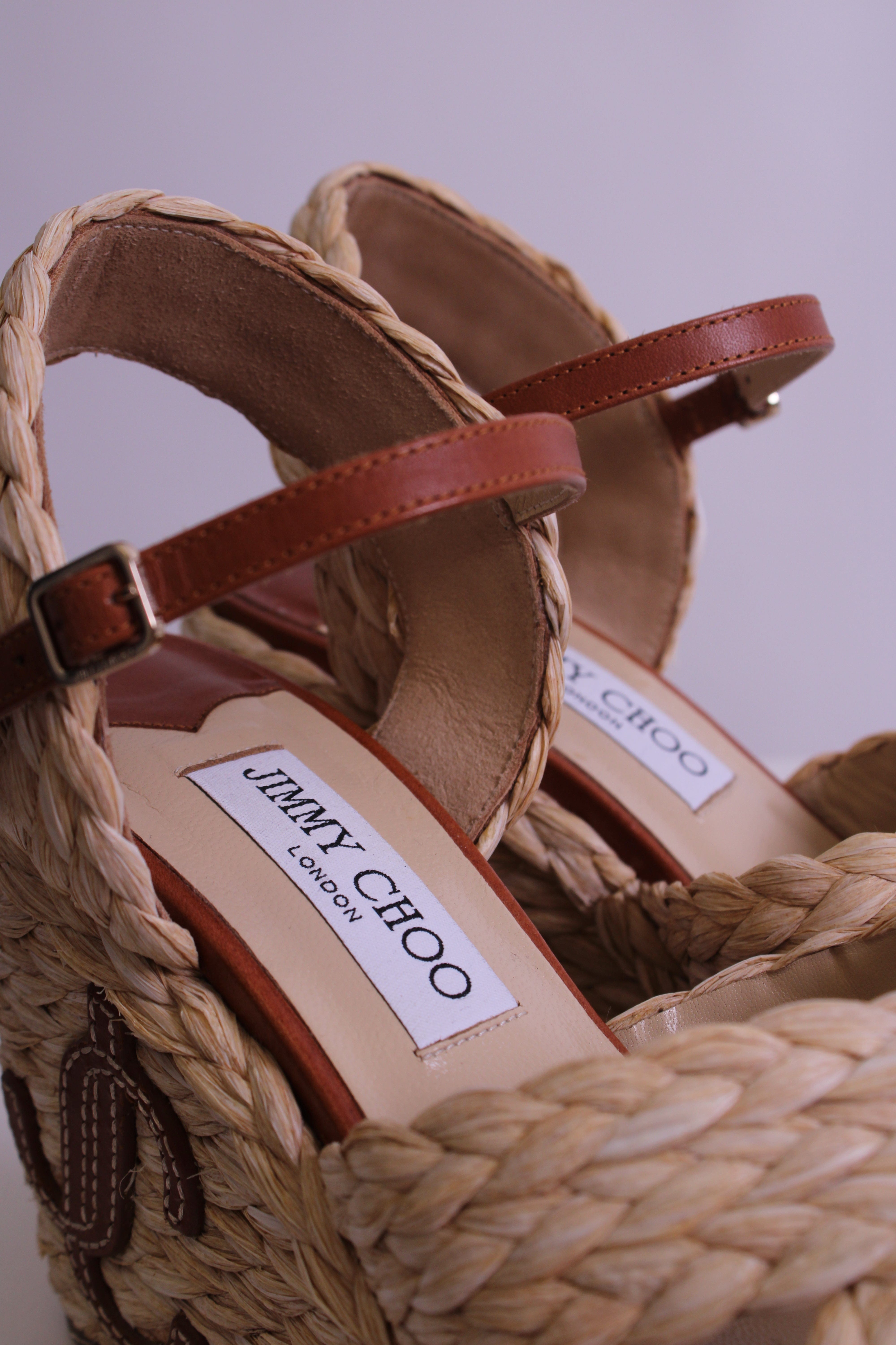 Jimmy Choo Jimmy Choo Rope Heel Wedges Tan 37.5
