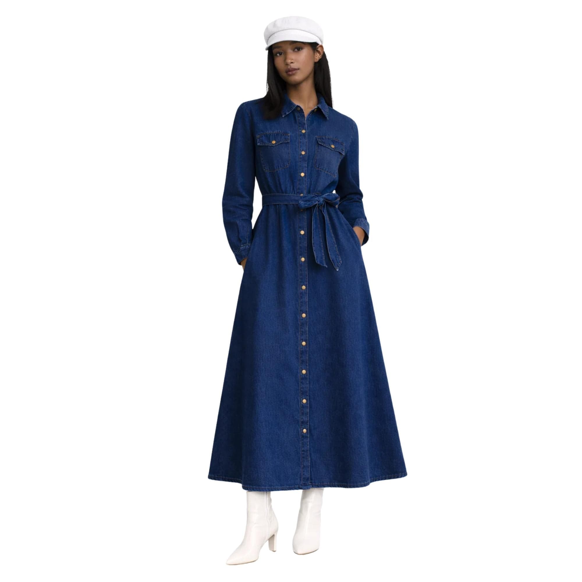 JOIE CLAIR BELTED DENIM DRESS فستان “SIERRA”