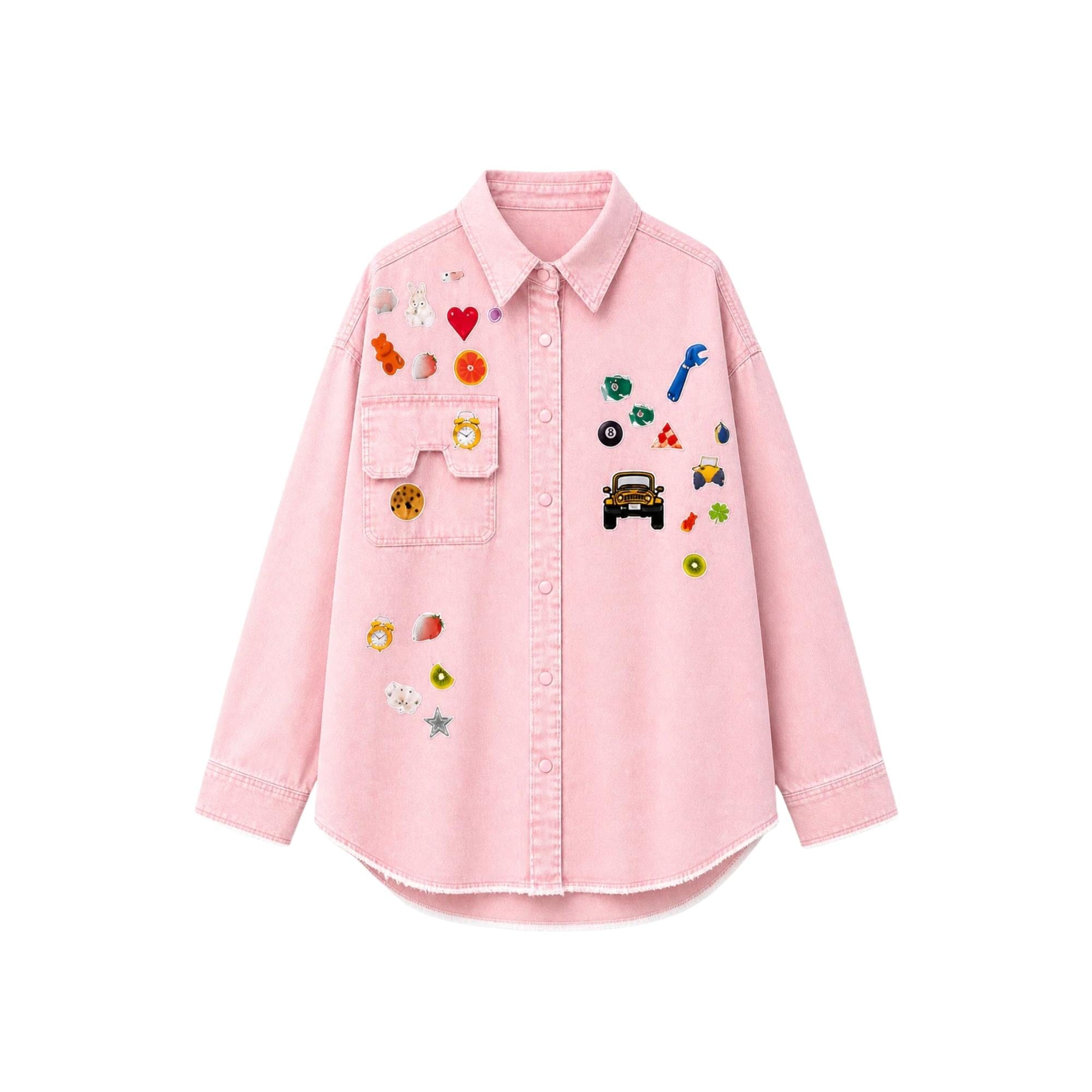 JOIE CLAIR RETRO POP PATCH DENIM SHIRT (فستان)"SUGAR"