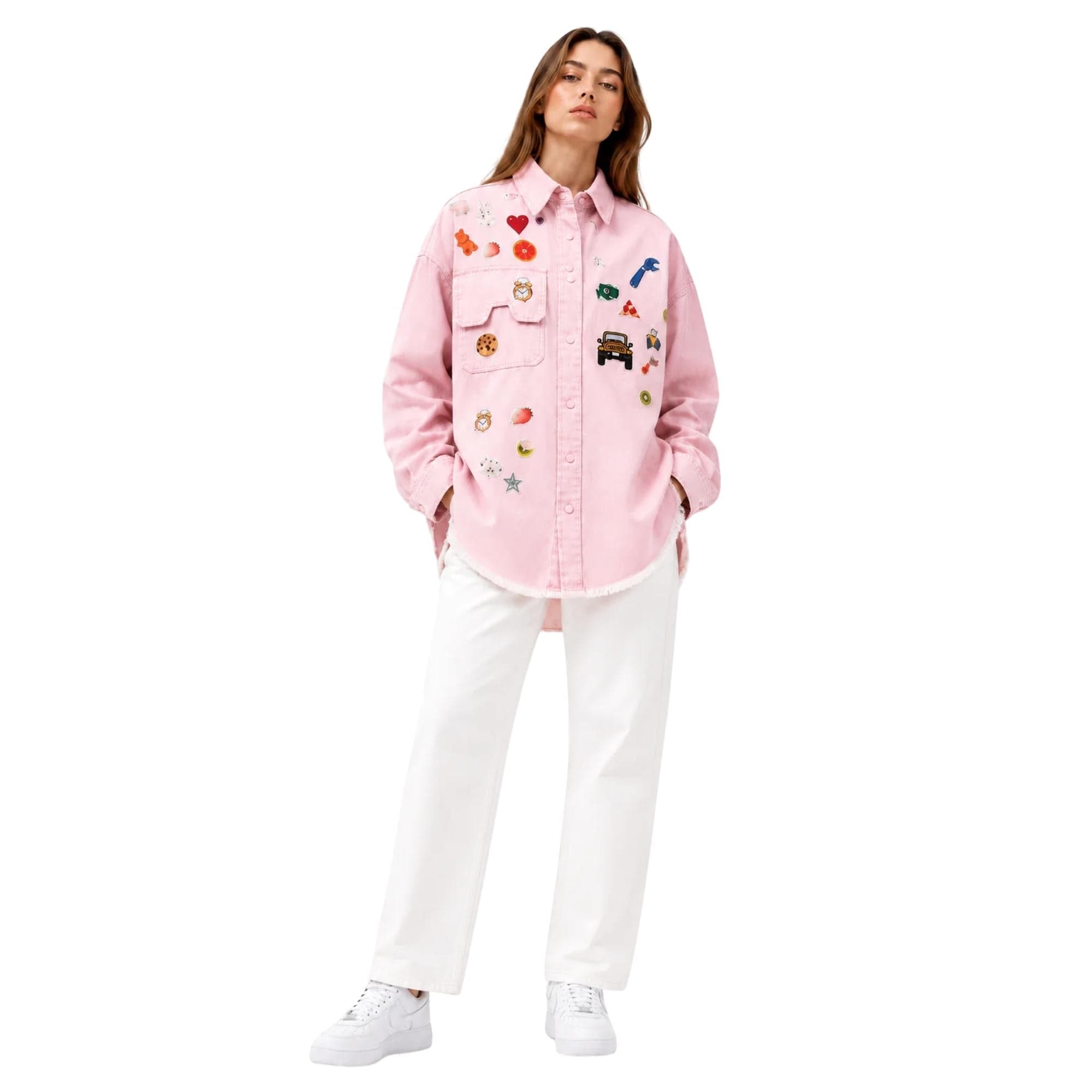 JOIE CLAIR RETRO POP PATCH DENIM SHIRT (فستان)"SUGAR"
